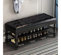 MYXJX Banc à Chaussures, avec Coffre de Rangement en Cuir, Meuble d'entrée, Meuble d'appoint for Hall d'entrée, Chambre à Coucher, Salon, Charge maximale 440 LB(Black,80x30x48cm)