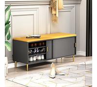 MYXJX Banc à Chaussures, avec Coussin, étagère de Rangement à 2 Niveaux for Salon, Chambre à Coucher, Couloir, Meubles, Assemblage Facile, Charge maximale 440 LB(Black,120X35X54CM)