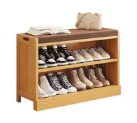 MYXJX Banc à Chaussures, Banc à Chaussures en Bambou avec étagère de Rangement for Chaussures for siège d'entrée, Couloir, Salle de Bain, Salon et Couloir.(C,76cm)
