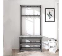 MYXJX Banc à Chaussures, Banc de Rangement Hall Tree avec étagère à Chaussures, Coussin en Velours et Crochets, Assemblage Facile(Black,31inch)