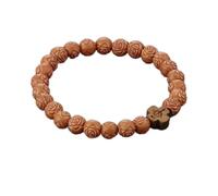 MYXJX Bracelet en Perles, 1 Pc Bracelet Chapelet Naturel Femmes Élastique Sculpté Fleur Croix Bracelet Bracelet Prière Religieuse Bijoux Cadeau-Noir-Grand
