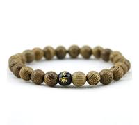 MYXJX Bracelet en Perles, 1 Pc Bracelet en Bois Naturel Ailes de Bois Bracelets de Perles sixième Mantra Perles Bracelets for Hommes-Rouge(Black)