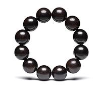 MYXJX Bracelet en Perles, 1 Pc Chapelet en Bois Noir Naturel Bouddhisme tibétain Cheval Bracelet Chapelet Bracelet bijoux-15mm 15 Perles