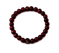 MYXJX Bracelet en Perles, 1 Pc Perles de Bois Chapelet Bracelets Bijoux Cadeaux Bois de Santal Chinois Bouddhiste Bouddha méditation prière Perle Bracelet-Rouge(Red)