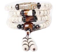 MYXJX Bracelet en Perles, Bracelet, 108 Perles de Prière Bracelet Mala Bois Naturel Étoile Lune Bodhi Tibétain Bouddhiste Méditation Collier Bijoux Anniversaire