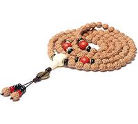MYXJX Bracelet en Perles, Bracelet, Bois 108 Bracelet Mala Perles de prière Naturel rudraksha Tibétain Bouddhiste Méditation Texture Unique Collier Couple Bijoux