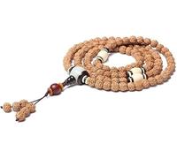 MYXJX Bracelet en Perles, Bracelet, Bois 108 Bracelet Mala Prière Perles Naturel Rudraksha Tibétain Bouddhiste Méditation Texture Unique Collier Couple Bijoux