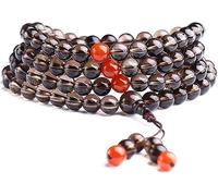 MYXJX Bracelet en Perles, Bracelet en Pierre Naturelle 108 Perles Obsidienne Or Glace/Obsidienne Or Noir/Collier en Cristal de thé élastique for Yoga Chapelet Bouddhiste Charme de prière