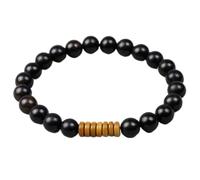 MYXJX Bracelet en Perles, Bracelets en Perles de Bois Naturel avec Coquille de Noix de Coco for Hommes et Femmes, Bracelet de méditation tendu, Bijoux de prière, Cadeau de Yoga, 1 pièce(Ht_23cm)