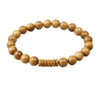 MYXJX Bracelet en Perles, Bracelets en Perles de Bois Naturel avec Coquille de Noix de Coco for Hommes et Femmes, Bracelet de méditation tendu, Bijoux de prière, Cadeau de Yoga, 1 pièce(HD_19cm)