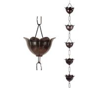 MYXJX chaîne de Pluie, Chaînes de Pluie en cuivre, for gouttières, carillons et Tasses en métal, Attrape-Pluie à Fleurs, chaîne de gouttière Suspendue