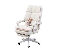 MYXJX Chaise de Jeu, Gamichair, Chaises de Bureau pivotantes en polyuréthane Multicolore, Dossier Haut, Hauteur réglable, Rose(White)