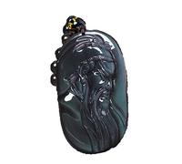 MYXJX Collier d'obsidienne, Collier avec pendentif en obsidienne Guan Gong for hommes, espèce de glace naturelle