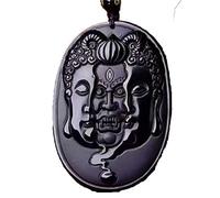 MYXJX Collier d'obsidienne, Collier bouddha en obsidienne naturelle, pendentif for hommes, bijoux en Jade, bijoux fins