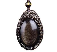 MYXJX Collier d'obsidienne, Collier en obsidienne naturelle for hommes et femmes, for recruter de l'argent et transporter des bijoux fins en cristal
