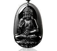 MYXJX Collier d'obsidienne, Collier pendentif bouddha en obsidienne naturelle for hommes et femmes