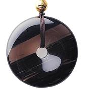 MYXJX Collier d'obsidienne, Collier pendentif obsidienne naturelle hommes femmes bouton de sécurité