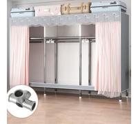 MYXJX Garde-robe, tubes en acier et housse en tissu respirant résistant, grande capacité, armoire multifonction en tissu pour balcon, salon, chambre à coucher (F)