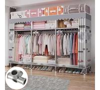 MYXJX Garde-robe, tubes en acier et housse en tissu respirant résistant, grande capacité, armoire multifonction en tissu pour balcon, salon, chambre à coucher (B)
