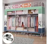 MYXJX Garde-robe, tubes en acier et housse en tissu respirant résistant, grande capacité, multifonction, garde-robe, balcon, salon, chambre à coucher (D)