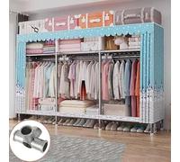 MYXJX Garde-robe, tubes en acier et housse en tissu respirant résistant, grande capacité, multifonction, garde-robe, balcon, salon, chambre à coucher (E)
