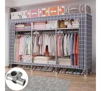 MYXJX Garde-robe, tubes en acier et housse en tissu respirant résistant, grande capacité, multifonction, garde-robe, balcon, salon, chambre à coucher (A)