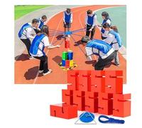 MYXJX Jeux de Team Building pour Le Travail, Jeux de Construction Blocs IEOWY, activités Plein air en Groupe, Jeux compétition Amusants, d'une Communication Amicale(Red,10PCS)