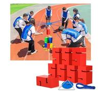MYXJX Jeux de Team Building pour Le Travail, Jeux de Construction Blocs IEOWY, activités Plein air en Groupe, Jeux compétition Amusants, d'une Communication Amicale(Red,8PCS)