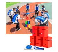 MYXJX Jeux de Team Building pour Le Travail, Jeux de Construction Blocs IEOWY, activités Plein air en Groupe, Jeux compétition Amusants, d'une Communication Amicale(Red,5PCS)