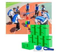 MYXJX Jeux de Team Building pour Le Travail, Jeux de Construction Blocs IEOWY, activités Plein air en Groupe, Jeux compétition Amusants, d'une Communication Amicale(Green,8PCS)