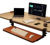 MYXJX Plateau pour Clavier, Rallonge de Bureau à Pince, Support Coulissant for Clavier, Souris et tiroirs Rangement, Bras, soulage la Fatigue(Teak,52 * 24cm(20.5 * 9.5in))