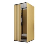 MYXJX vestiaire Portable, Cabine d'essayage carrée Mobile en métal, avec Rideau d'ombrage, vestiaire, Magasin de vêtements temporaire, Dressing(Yellow,85x85x200cm)
