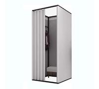 MYXJX vestiaire Portable, Cloison de vestiaire carrée Amovible for Magasin de vêtements, cloison d'essayage for Magasin de vêtements, Coin de Dressing de théâtre(Light Grey)