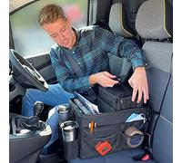 myXplorer Organiseur de siège avant pour van et voiture avec sac isotherme, rangement multi-compartiments, sangle de transport rembourrée, clips antidérapants, 26 L (noir)