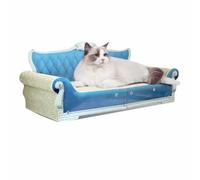 myyAA Grand griffoir pour chat - Griffoir en carton de luxe pour jouer au meulage des griffes et se reposer, salon avec herbe à chat Ford pour chats d'intérieur grands, moyens et petits (bleu)