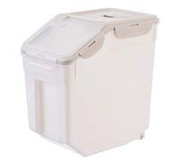 MYYINGELE Boite à Riz 10/15/25KG Boîtes à Céréales Scellé Antipoussière Multifonctionnel Boîte de Stockage pour Riz, Céréales, Collations, avec Tasse à Mesurer, Beige, 25KG