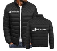 MYYLY Doudounes pour Hommes pour Bruce Lee Print Fashion Vestes Coupe-Vent Manteaux Hiver Chaud Couleur Unie Veste Vêtements d'extérieur Extérieur Automne Col Montant Veste,B-L