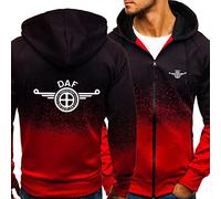 MYYLY Sweat à Capuche DAF pour Homme,Sweat-Shirt à Capuche avec Fermeture éclair, Vestes de Sport Pulls pour Hommes,Sweats à Capuche à Manches Longues,Sweat-Shirt léger avec Cordon,Red-Adults/M