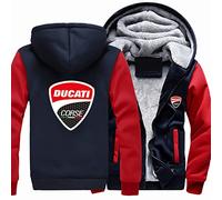 MYYLY Sweat à Capuche en Polaire à Fermeture éclair pour Hommes pour Duca-TI Print Winter Patchwork Sweats à Capuche à Manches Longues Pulls à Fermeture éclair Veste à Capuche,B-XL