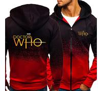 MYYLY Sweat à Capuche pour Homme pour Doctor Who, Sweat-Shirt à Fermeture éclair, Pull à Manches Longues, Vestes de Sport légères pour Adolescents, Hauts, Pulls à Capuche décontractés,Red-Adults/M