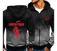 MYYLY Sweat à Capuche pour Homme pour Linkin Park Sweat à Capuche Survêtement léger Adultes Pulls à Capuche Ados Pulls zippés Haut Manches Longues Vestes décontractées Manteau,Grey-Adults/M