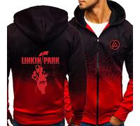 MYYLY Sweat à Capuche pour Homme pour Linkin Park Sweat à Capuche Survêtement léger Adultes Pulls à Capuche Ados Pulls zippés Haut Manches Longues Vestes décontractées Manteau,Red-Adults/L