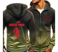 MYYLY Sweat à Capuche pour Homme pour Linkin Park Sweat à Capuche Survêtement léger Adultes Pulls à Capuche Ados Pulls zippés Haut Manches Longues Vestes décontractées Manteau,Green-Adults/3XL
