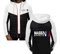MYYLY Sweat à Capuche zippé pour Homme Mass Effect N7, Sweat à Capuche Patchwork en Duvet, Sweat-Shirt Respirant à Manches Longues pour Homme avec Capuche, Cardigans Confortables,G-XL