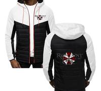 MYYLY Sweats à Capuche décontractés pour Hommes pour Vestes à Fermeture éclair complètes Resident Evil Survêtements Chauds d'extérieur Sweat-Shirt à Capuche épais et léger en Patchwork,B-L