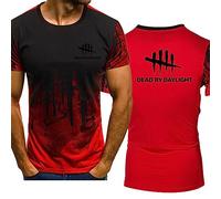 MYYLY T-Shirts pour Hommes pour Dead Daylight Gradient Respirant Manches Courtes Classique T-Shirt à séchage Rapide Tops Athletic Training Tee Shirt Casual Stretchy Active Wear,Red-L