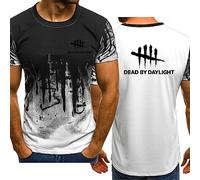 MYYLY T-Shirts pour Hommes pour Dead Daylight Gradient Respirant Manches Courtes Classique T-Shirt à séchage Rapide Tops Athletic Training Tee Shirt Casual Stretchy Active Wear,White-XXL
