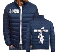 MYYLY Veste épaisse en Duvet pour Homme, Sweat-Shirt imprimé Linkin Park, Fermeture éclair,Couleur Unie,Mode,Pull,Manteau,survêtement Chaud et Confortable,Veste d'hiver,Blue1-L
