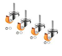 MyyYiTar Roulettes à tige M4 de 1,3 cm, roue filetée M4 x 15, caoutchouc TPR silencieux, pivotante, vis de roulette simples dans les roues, petite taille, orange