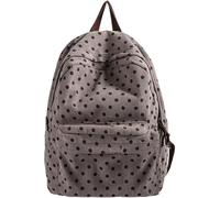 MYZCYBFC Sac à dos en velours côtelé à motif à pois mignon, style preppy, sac de voyage décontracté avec pendentif, sac à dos étudiant (Gray)